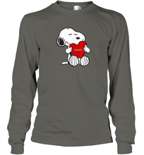 Load image into Gallery viewer, Valentine Snoopy Hugging Heart T-shirt Long Sleeve T-Shirt