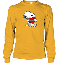Load image into Gallery viewer, Valentine Snoopy Hugging Heart T-shirt Long Sleeve T-Shirt