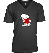 Load image into Gallery viewer, Valentine Snoopy Hugging Heart T-shirt V-Neck T-Shirt