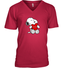 Load image into Gallery viewer, Valentine Snoopy Hugging Heart T-shirt V-Neck T-Shirt
