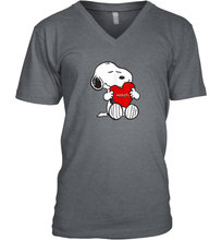 Load image into Gallery viewer, Valentine Snoopy Hugging Heart T-shirt V-Neck T-Shirt