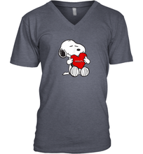 Load image into Gallery viewer, Valentine Snoopy Hugging Heart T-shirt V-Neck T-Shirt