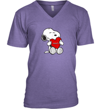 Load image into Gallery viewer, Valentine Snoopy Hugging Heart T-shirt V-Neck T-Shirt