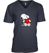 Load image into Gallery viewer, Valentine Snoopy Hugging Heart T-shirt V-Neck T-Shirt