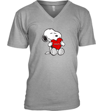 Load image into Gallery viewer, Valentine Snoopy Hugging Heart T-shirt V-Neck T-Shirt