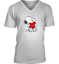 Load image into Gallery viewer, Peanuts Valentine Snoopy Hugging Heart V-Neck T-Shirt