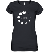 Load image into Gallery viewer, Valentine Day Shirt Women Loading Computer Girl Hearts Gift T Shirt Women's V-Neck T-Shirt