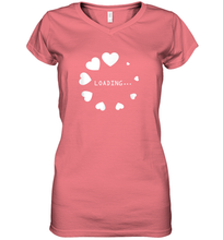 Load image into Gallery viewer, Valentine Day Shirt Women Loading Computer Girl Hearts Gift T Shirt Women's V-Neck T-Shirt