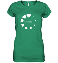 Load image into Gallery viewer, Valentine Day Shirt Women Loading Computer Girl Hearts Gift T Shirt Women's V-Neck T-Shirt