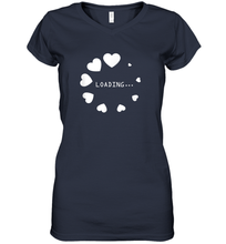 Load image into Gallery viewer, Valentine Day Shirt Women Loading Computer Girl Hearts Gift T Shirt Women's V-Neck T-Shirt