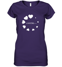 Load image into Gallery viewer, Valentine Day Shirt Women Loading Computer Girl Hearts Gift T Shirt Women's V-Neck T-Shirt