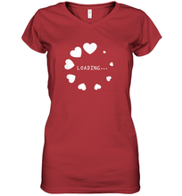 Load image into Gallery viewer, Valentine Day Shirt Women Loading Computer Girl Hearts Gift T Shirt Women's V-Neck T-Shirt