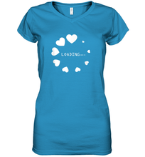 Load image into Gallery viewer, Valentine Day Shirt Women Loading Computer Girl Hearts Gift T Shirt Women's V-Neck T-Shirt