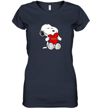 Load image into Gallery viewer, Valentine Snoopy Hugging Heart T-shirt Women's V-Neck T-Shirt
