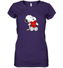 Load image into Gallery viewer, Valentine Snoopy Hugging Heart T-shirt Women's V-Neck T-Shirt