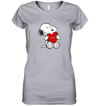 Load image into Gallery viewer, Valentine Snoopy Hugging Heart T-shirt Women's V-Neck T-Shirt