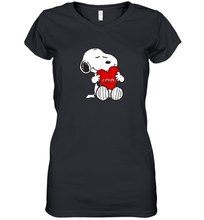 Load image into Gallery viewer, Peanuts Valentine Snoopy Hugging Heart Women's V-Neck T-Shirt