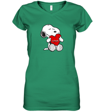 Load image into Gallery viewer, Peanuts Valentine Snoopy Hugging Heart Women's V-Neck T-Shirt
