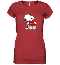 Load image into Gallery viewer, Peanuts Valentine Snoopy Hugging Heart Women's V-Neck T-Shirt