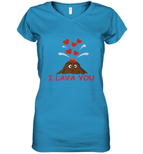 Load image into Gallery viewer, I Lava You Shirt _ Valentine Day Funny Volcano Lovers Tee Women's V-Neck T-Shirt